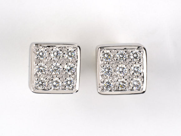 53907 - Gold Diamond Square Shape Stud Earrings