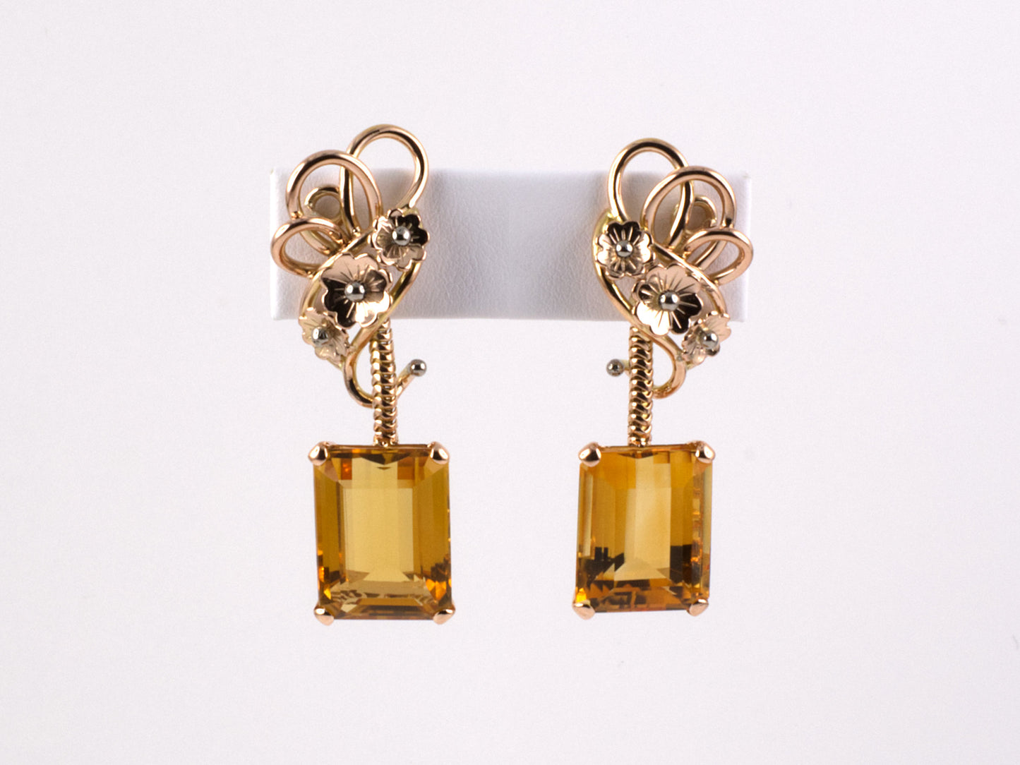 53916 - Retro Gold Citrine Drop Dangle Earrings