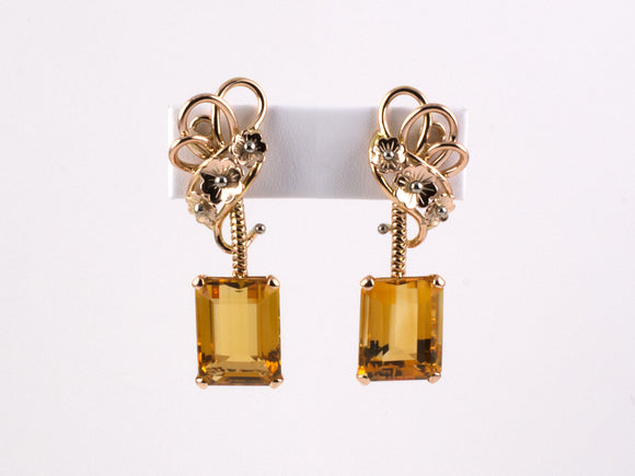 53916 - Retro Gold Citrine Drop Dangle Earrings