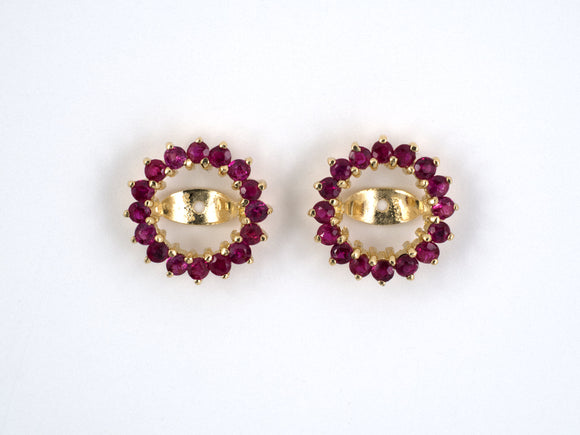 53917 - Gold Ruby Cluster Prong Set Stud Earrings Jackets