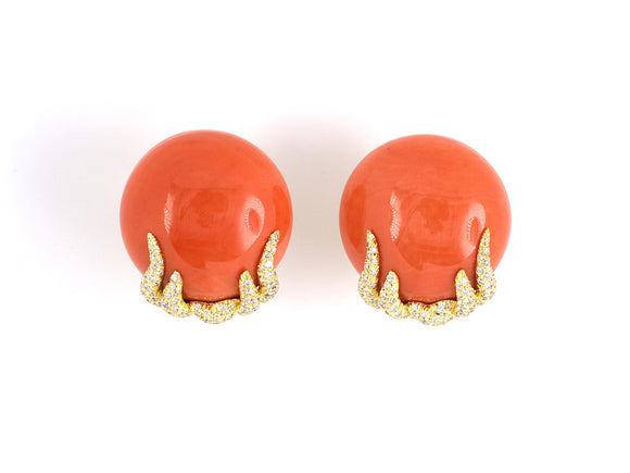 53937 - Dunay Gold Coral Diamond Earrings
