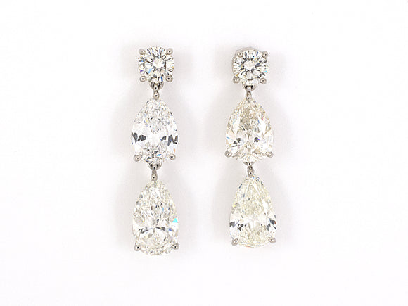53961 - Platinum Diamond 3 Stone Drop Dangle Earrings