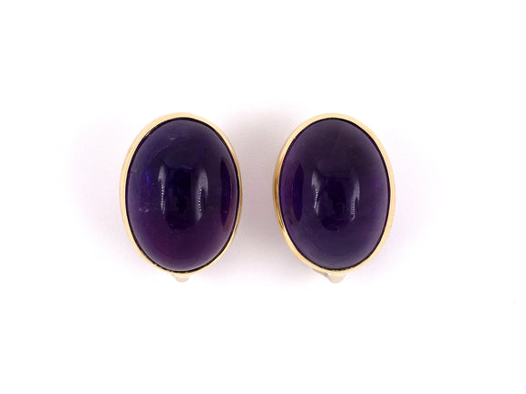 53981 - Gold Amethyst Oval Earrings