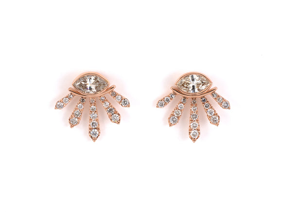 53983 - Gold Diamond Fan Stud Earrings