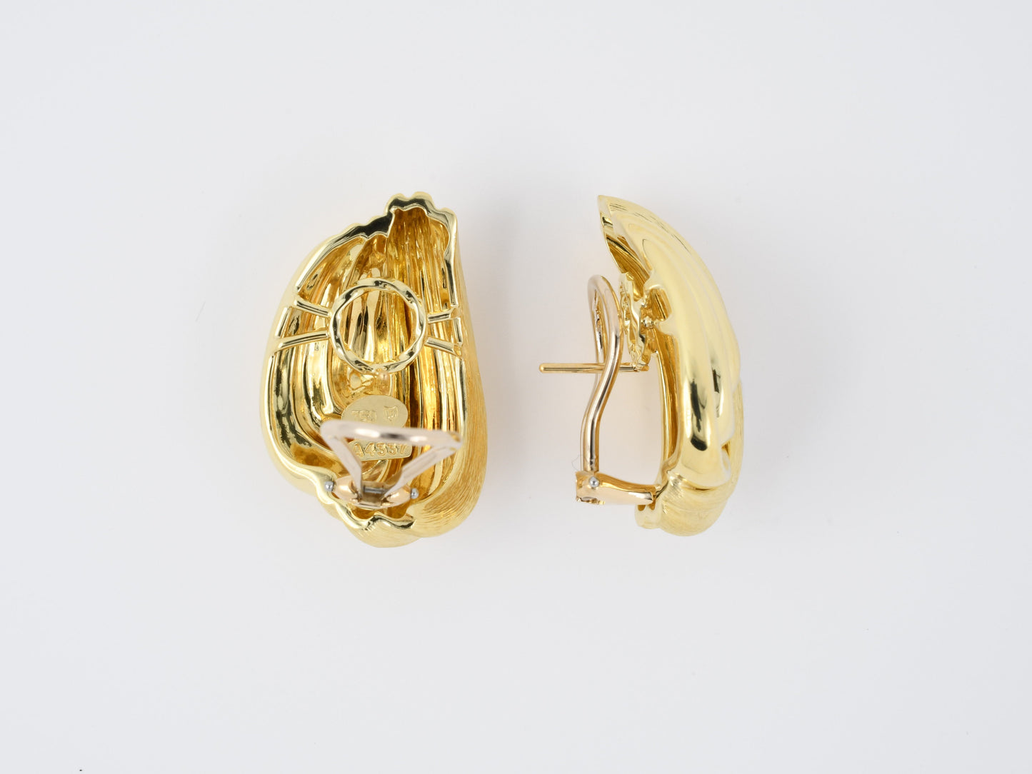 54079 - SOLD - Dunay Gold Sabi Finish Grooved Swirl Earrings