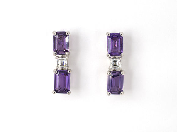54125 - Platinum AGL Purple Sapphire Diamond Drop Earrings