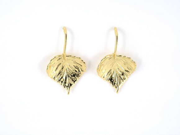 54135 - SOLD - RMG Gold Textured Leaf Drop Earrings