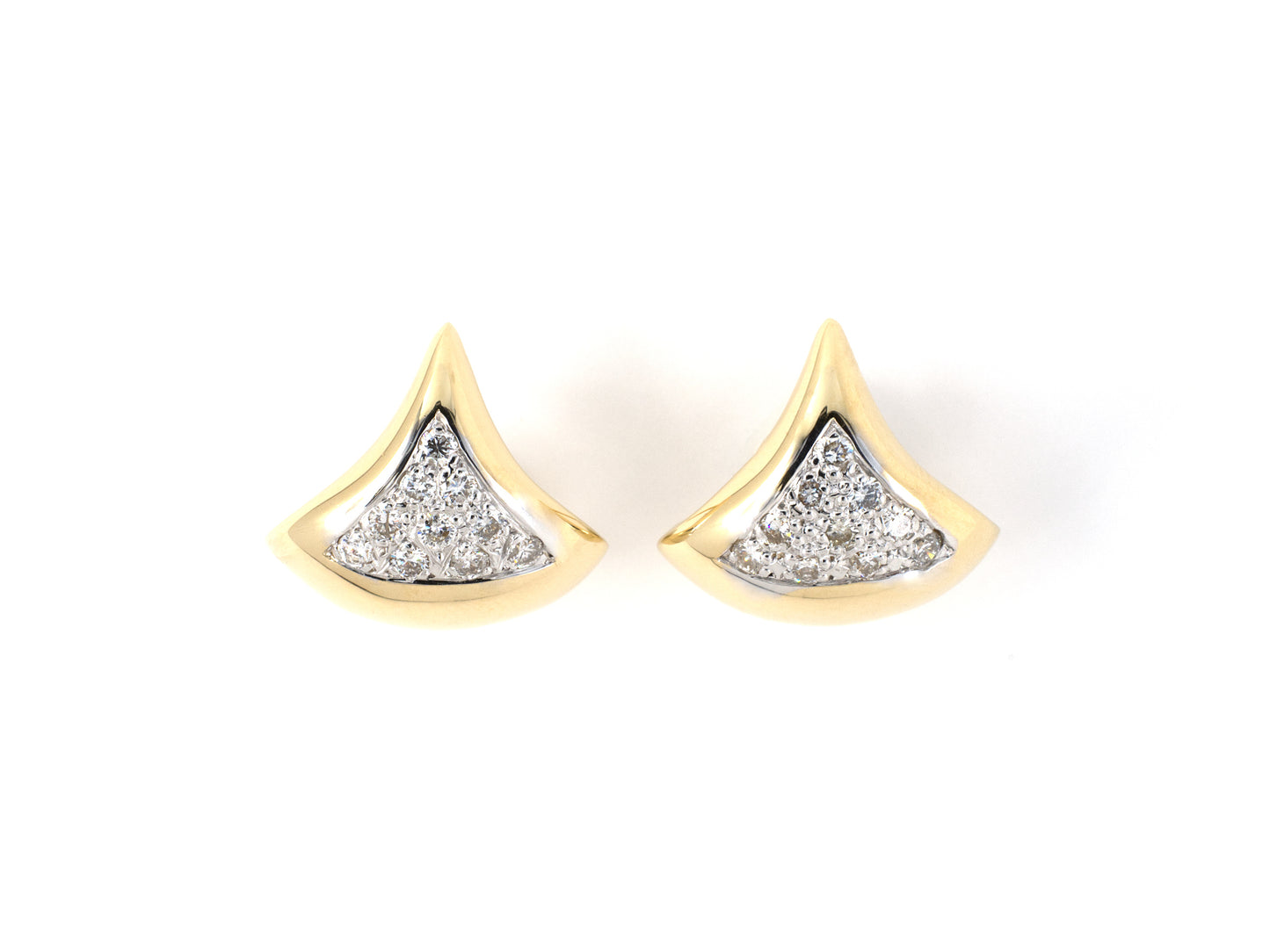 54139 - SOLD - Gold 2 Tone Diamond Pave Set Tear Drop Earrings