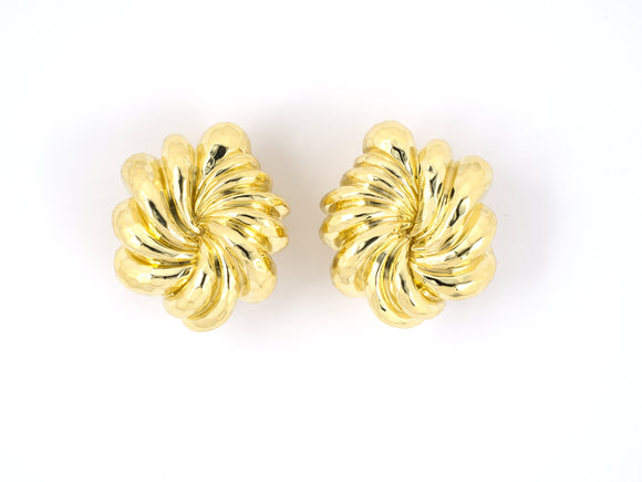 54148 - Dunay Gold Hammered Finish Floral Swirl Earrings