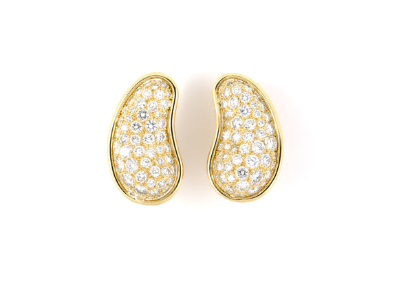 54150 - SOLD - Tiffany Peretti Bean Gold Diamond Earrings