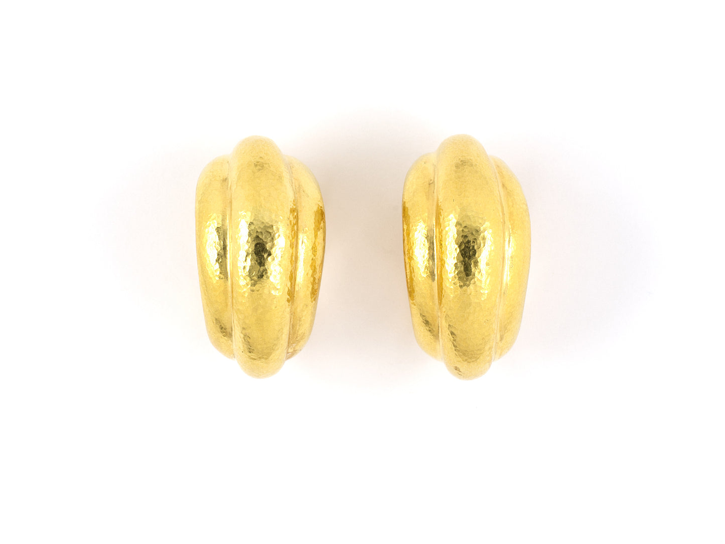54228 - Lalaounis Neolithic Gold Tapered Hammered Finish Earrings