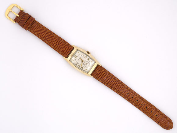 60387 - Circa 1937 Longines Gold Curvex Tank Watch