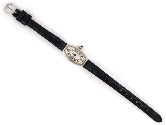 60523 - Art Deco Belais Gold Watch Black Crocodile Strap