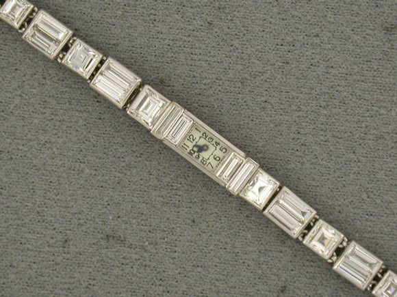 60706 - SOLD - Art Deco Cartier European Watch & Clock Platinum Diamond Watch