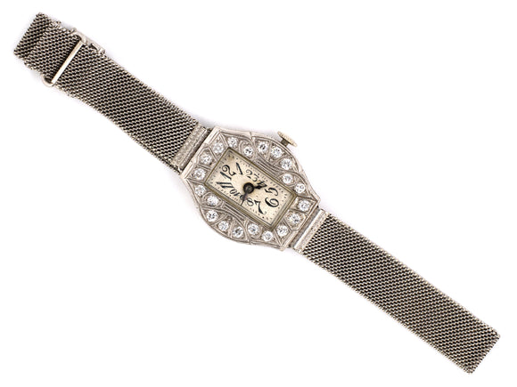 60723 - Circa1919 Art Deco Paul Ditisheim Platinum Diamond Watch