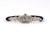 60919 - Circa1950 Hamilton Platinum Diamond Rectangle Cluster Watch