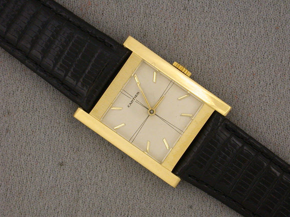 60940 - SOLD - Circa 1960 Cartier European Watch & Clock Gold Gents Watch