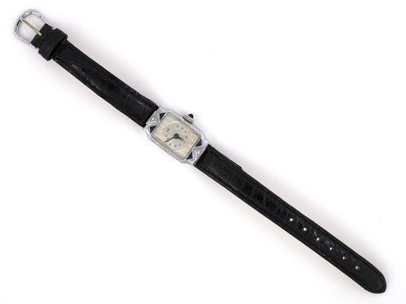 61031 - Art Deco Gold Diamond Rectangular Watch