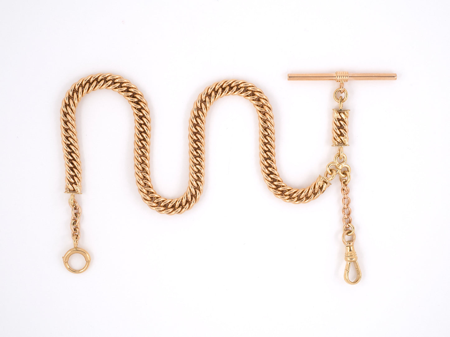 61255 - Victorian Gold Curb Link Vest Pocket Watch Chain