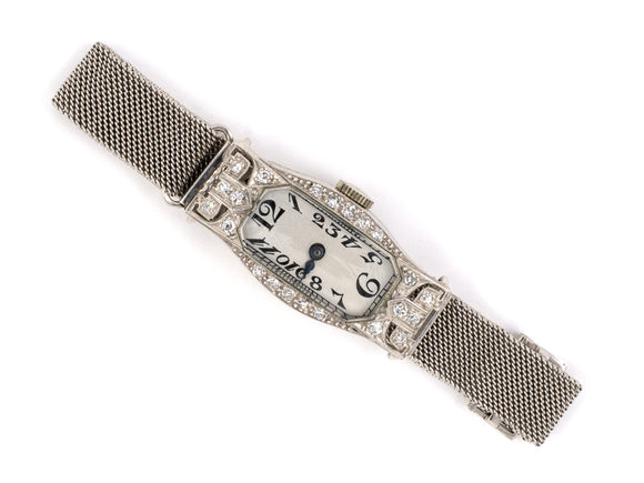 61296 - Art Deco Glycine Platinum Gold Diamond Watch