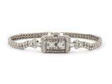 61313 - Art Deco Accura Platinum Diamond Swiss Movement 2-Row Diamond Bracelet Watch