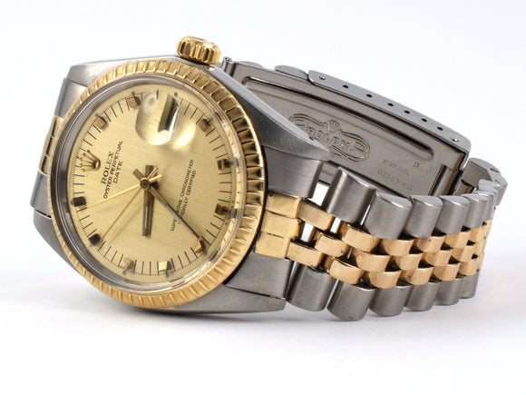 61320 - SOLD - Circa 1960 Rolex Oyster Stainless Steel Gold Perpetual Date Watch