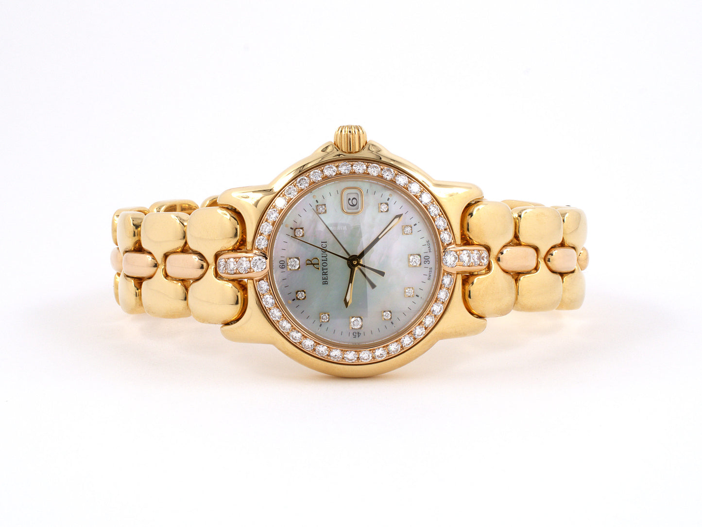 61344 - Circa 2000 Bertolucci Pulchra Gold Diamond Mother Of Pearl Watch