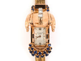 61363 - Circa 1947 Retro Patek Philippe Rose Gold Platinum Diamond Sapphire Covered Watch