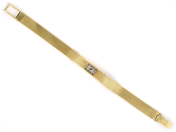 61367 - SOLD - Circa 1965 Audemars Piguet Gold Rectangle Face Mesh Attachment Watch
