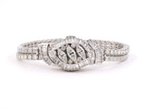 61370 - Circa 1960s Hamilton Platinum Diamond Covered 2 Row Bracelet Ladies Watch