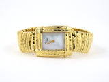 61372 - Circa 1990s Dunay Gold Diamond Mother Of Pearl Quartz Bracelet Watch