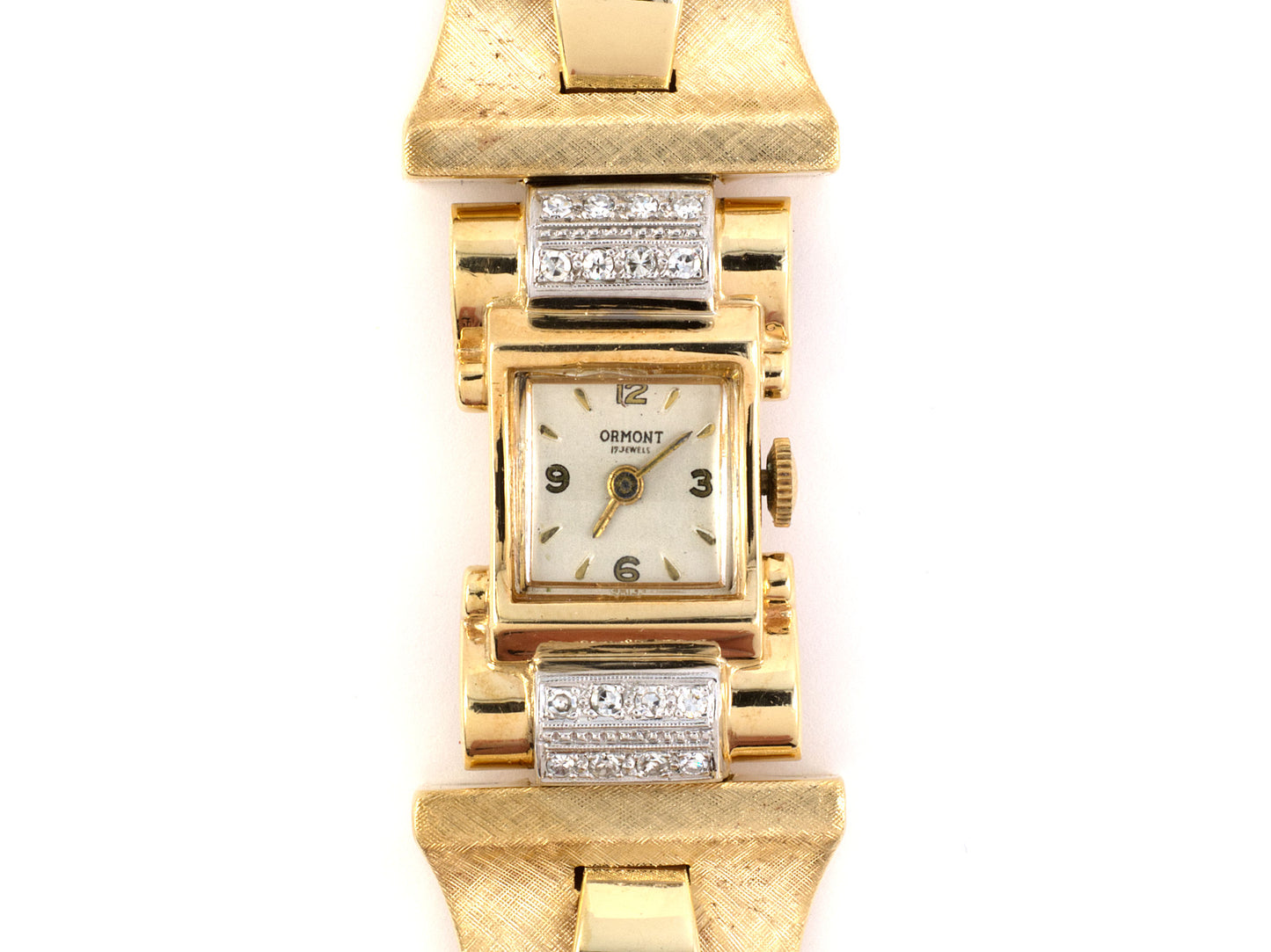 67079 - Retro Zodiac Gold Diamond Florentine Links Bracelet Watch
