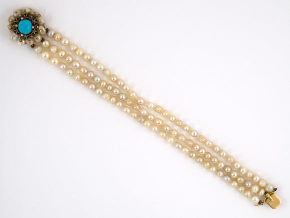 70880 - Gold Turqoise Diamond GIA Natural Pearl Bracelet