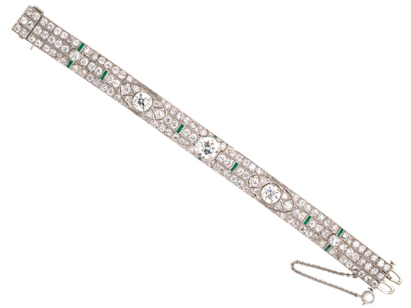 70997 - Art Deco Platinum Diamond Emerald Bracelet