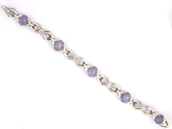 71202 - Circa 1950 Tiffany Platinum Star Sapphire Diamond 5-section Bracelet