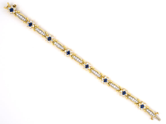 71293 - SOLD - Gold Sapphire Diamond Flower Bracelet