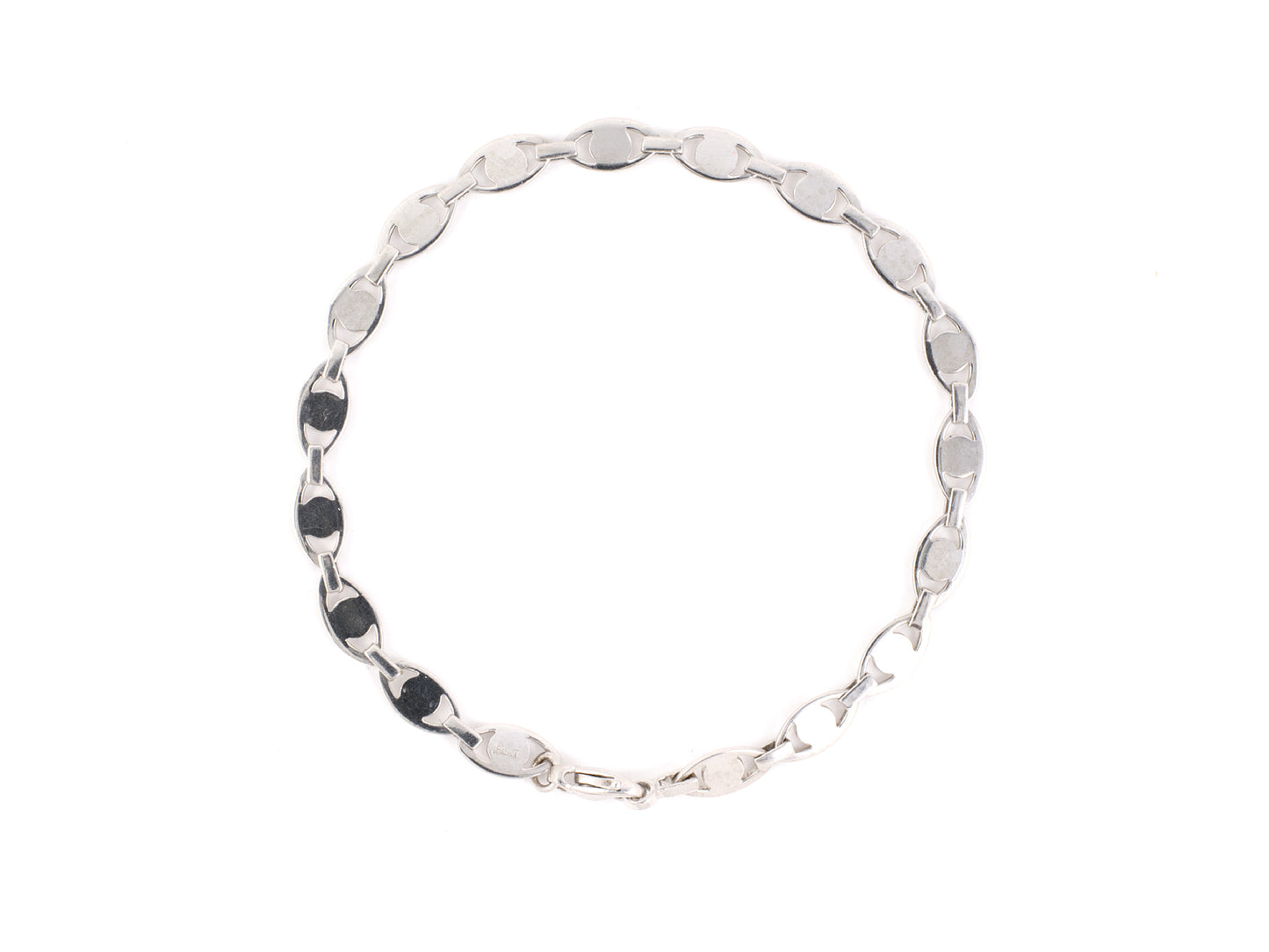 71623 - SOLD - Platinum Oval Navette Flat Link Bracelet