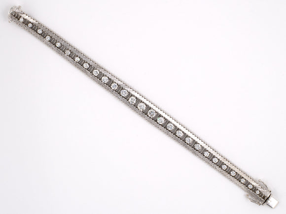 71739 - SOLD - Circa 1985 Gold Diamond Tapered Chevron Link Bracelet