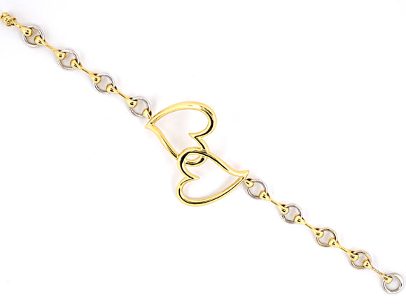 72071 - Gold Heart Circle Bar Link Bracelet