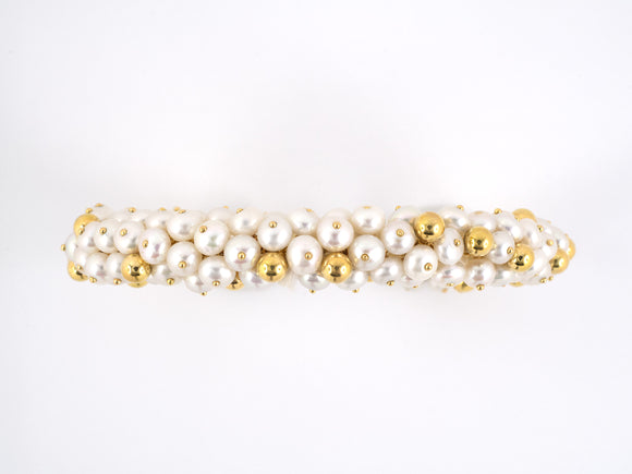 72300 - Gold Pearl Bead Cluster Bangle Bracelet