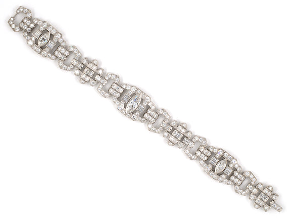 72443 - Art Deco Waslikoff Platinum GIA Diamond Bracelet