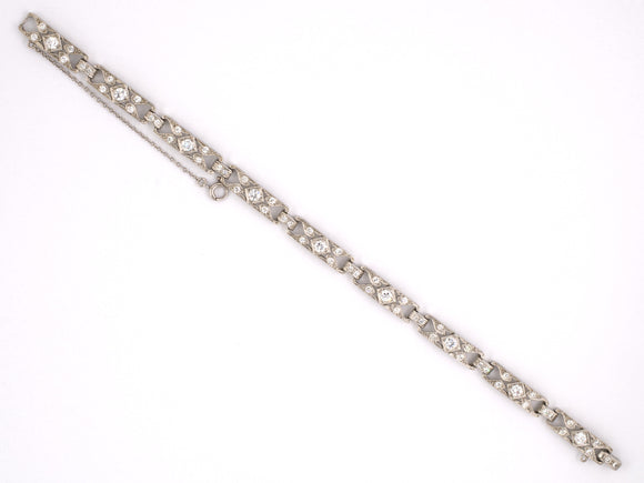 72566 - Art Deco Platinum Diamond Rectangular Link Bracelet