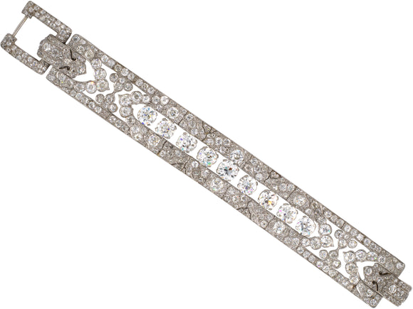 72684 - Art Deco Platinum GIA Diamond GIA Rose Diamond Bracelet