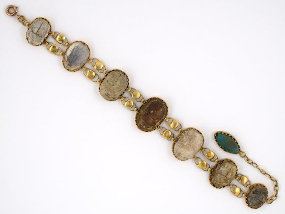 72801 - SOLD - Victorian Gold Scarab Link Bracelet