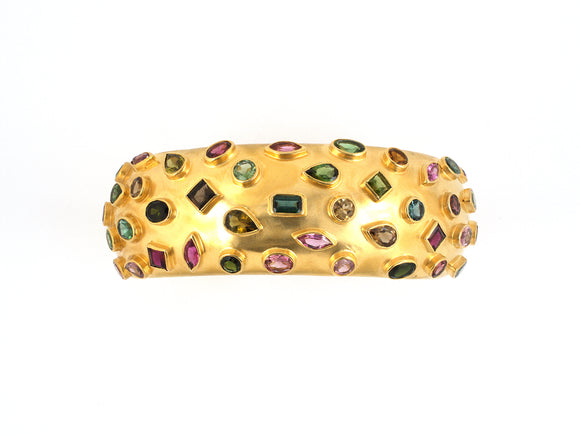 72913 - SOLD - Gold Tourmaline Cuff Bangle Bracelet
