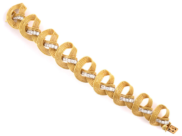 72951 - SOLD - Circa 1955 Cartier Gold Platinum Diamond Bracelet