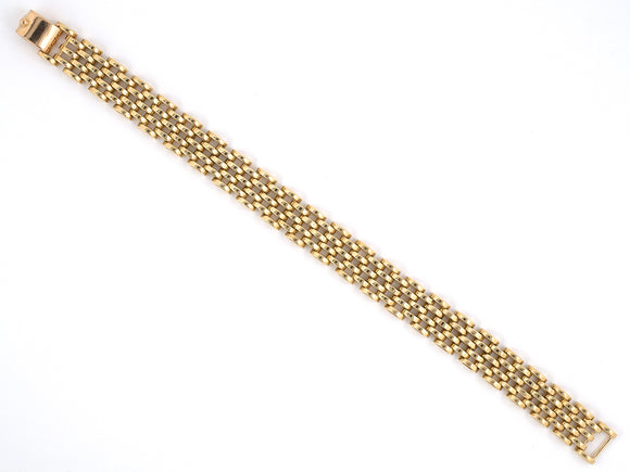 72980 - SOLD - Circa 1950 Gold Row Mesh Link Bracelet