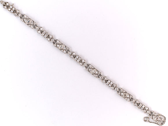 73058 - Art Deco Platinum Diamond Open Bracelet