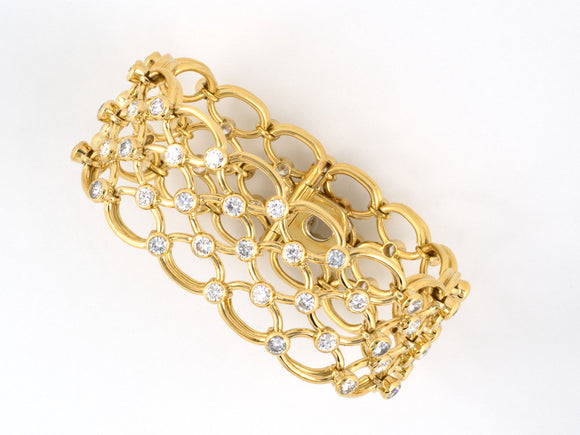 73066 - SOLD - Gold Diamond Ruby Oval Link Bracelet