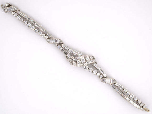 73080 - Circa1950 Platinum Diamond Woven Bracelet